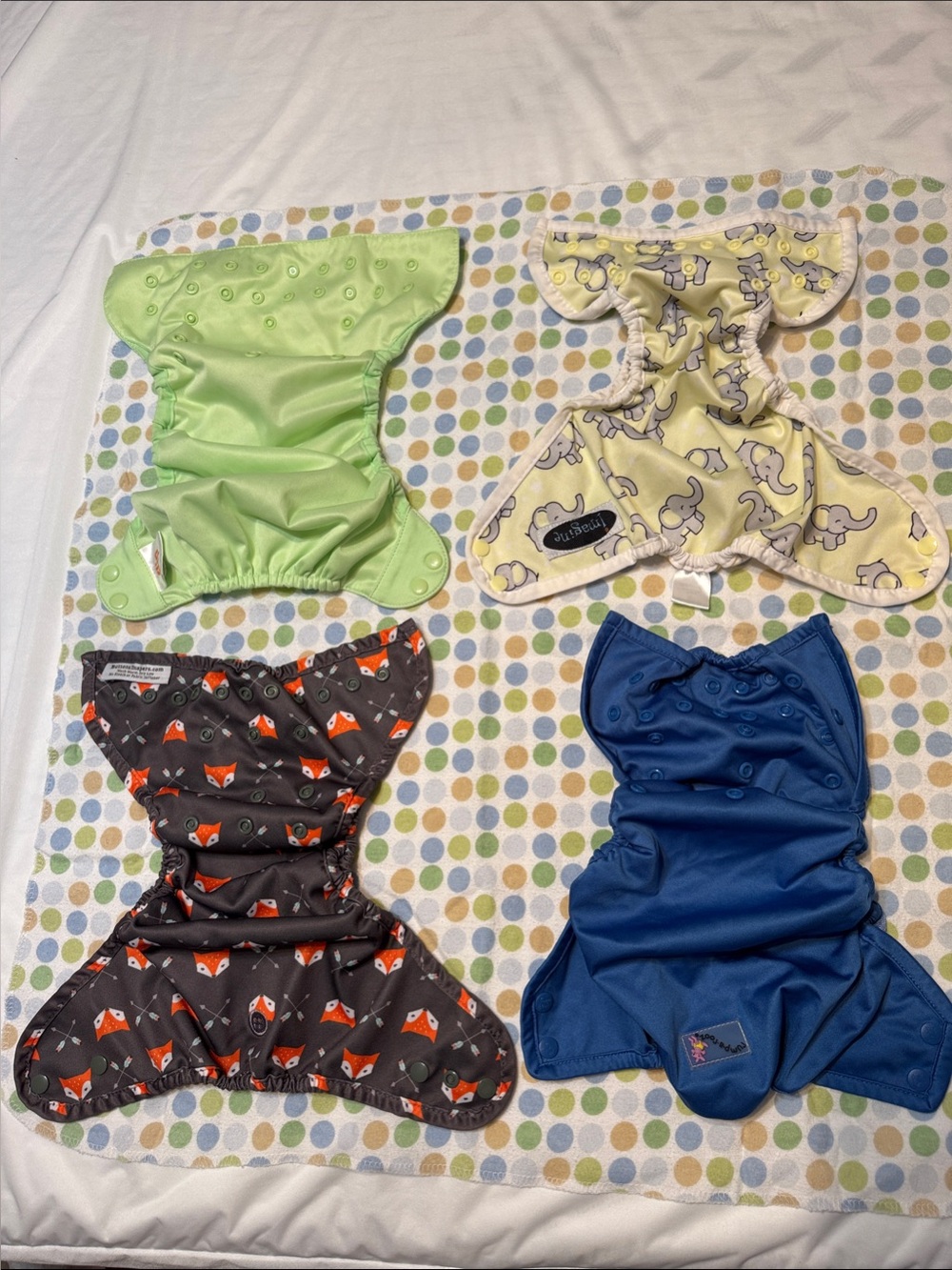 Set of 4 Cloth One Size Snap Adjustable Diaper Covers (multiple brands)